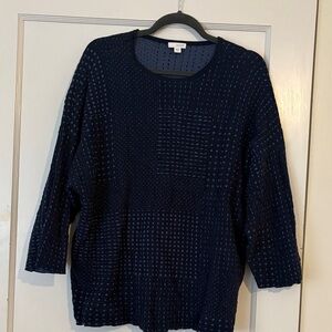 J. Jill/Pure Jill Navy Textured Knit Top